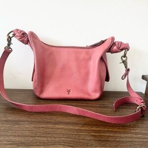 Frye Women's Nora Knotted Leather Crossbody Purse Cupid Or Light Mauve Color
